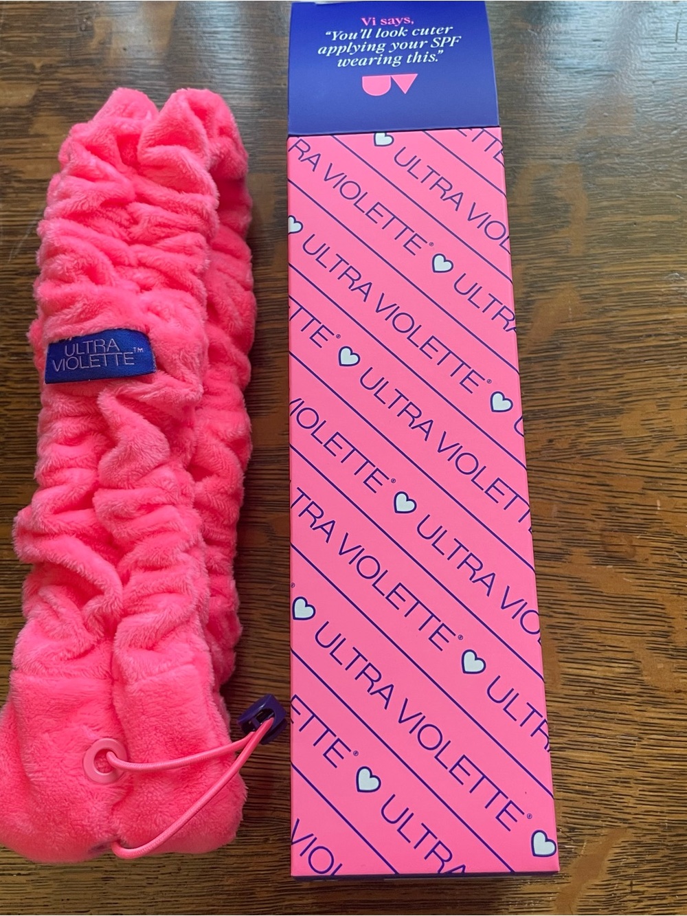Ultra Violette Bright Pink Plush Headband with Adjustable Drawcord